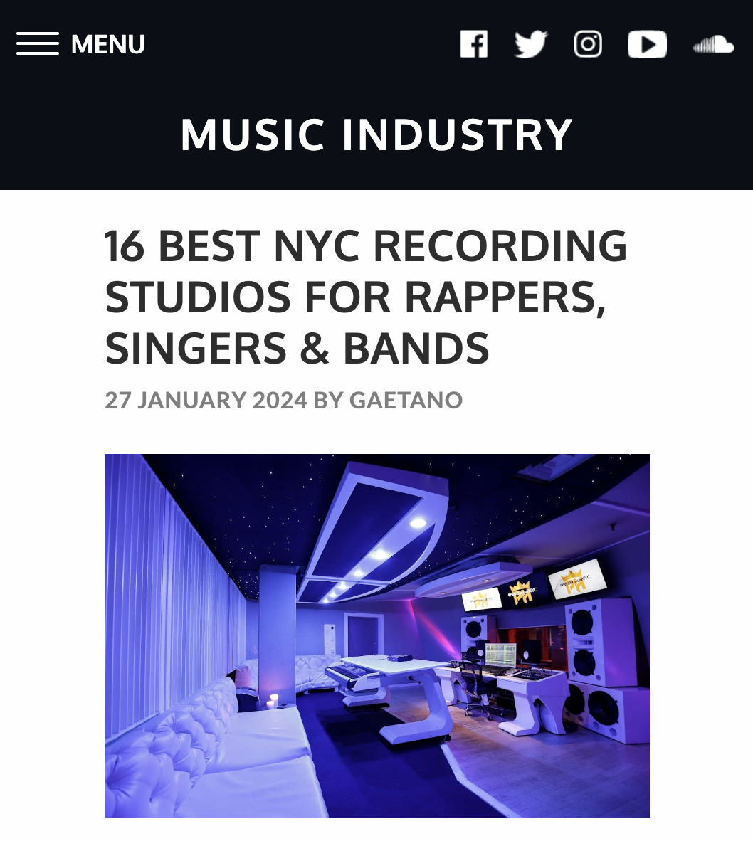 GaetanoOfficial.com's blog post 16 BEST RECORDING STUDIOS IN NYC